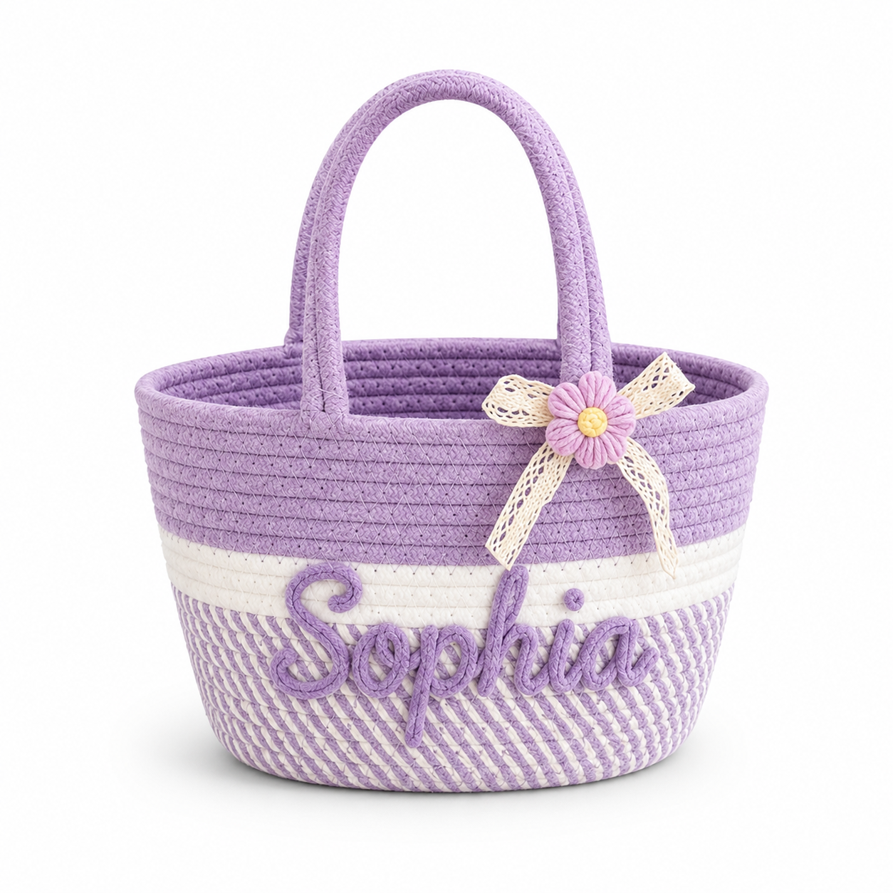 Personalized Embroidered Jute Flower Bag