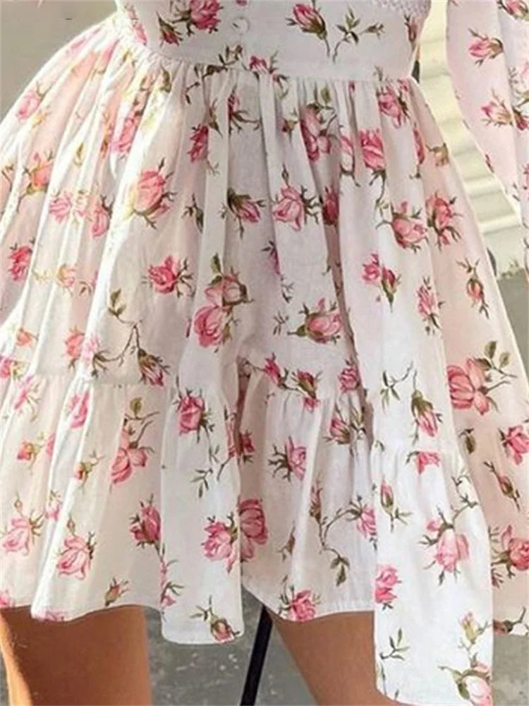 Floral Print Short Mini Dress