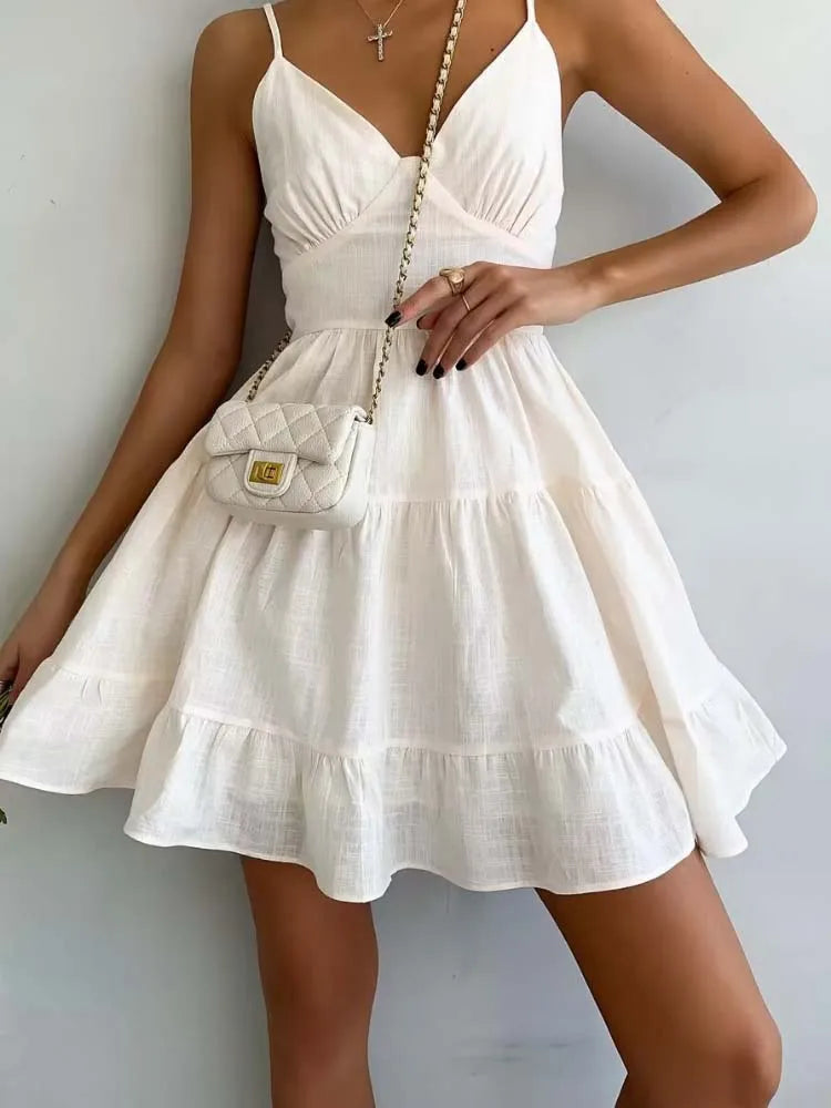 Sling White Sleeveless A-line Dress