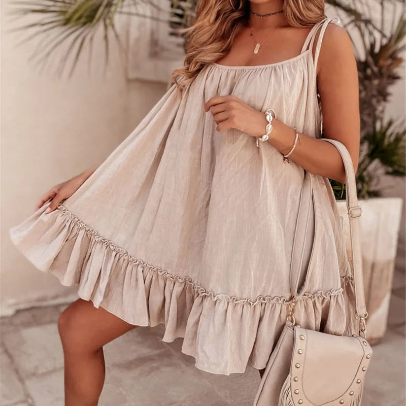 Nude Ruffle Dress