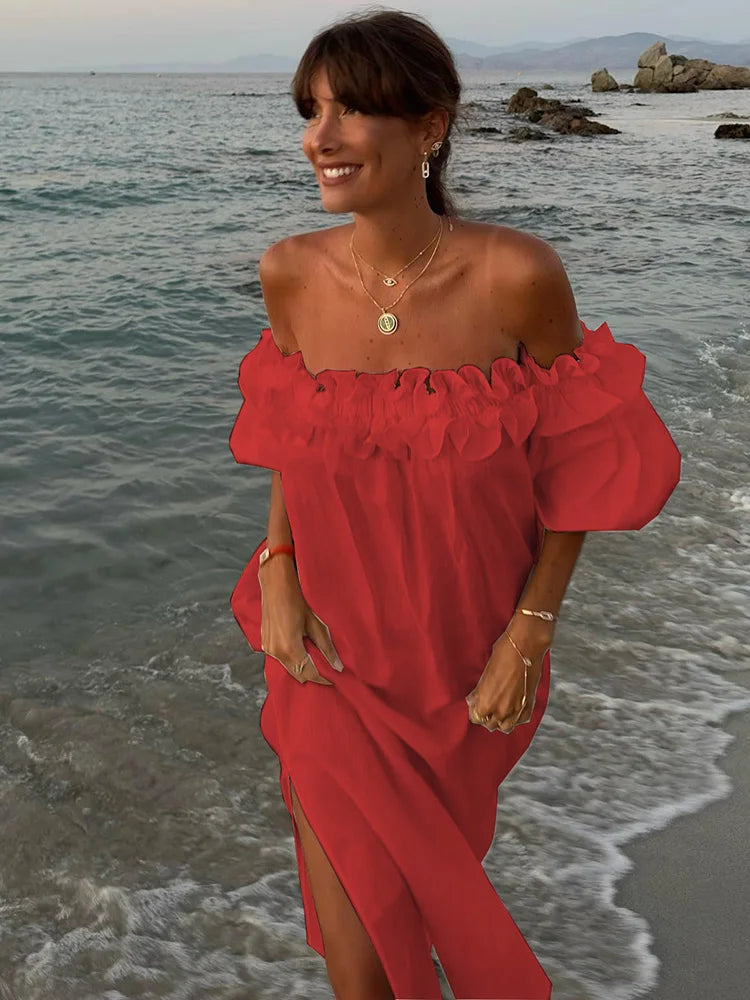 Off Shoulder Ruffles Dress