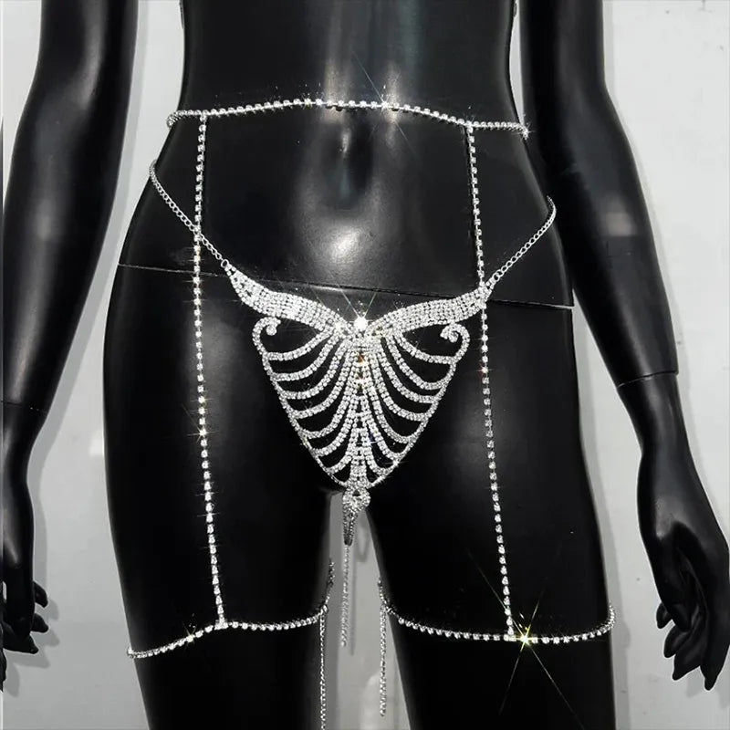 Diamond thong & garter set