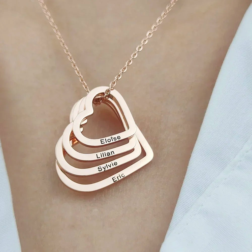 Personalized Amour Layered Heart Necklace