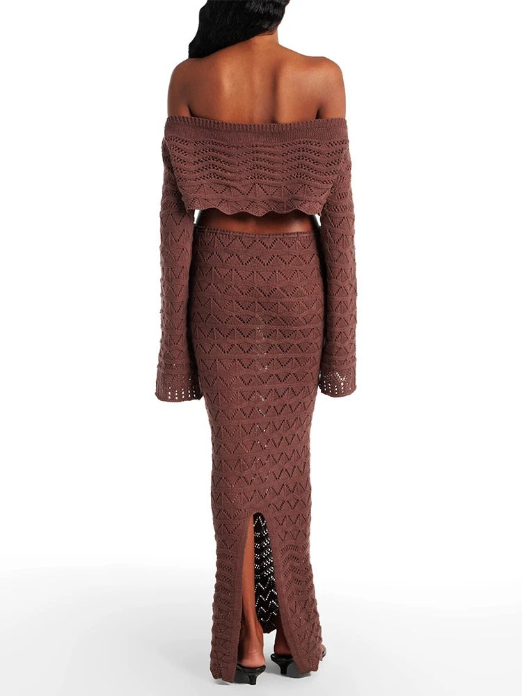 Zaya Crochet Knit Off-Shoulder Lounge Set