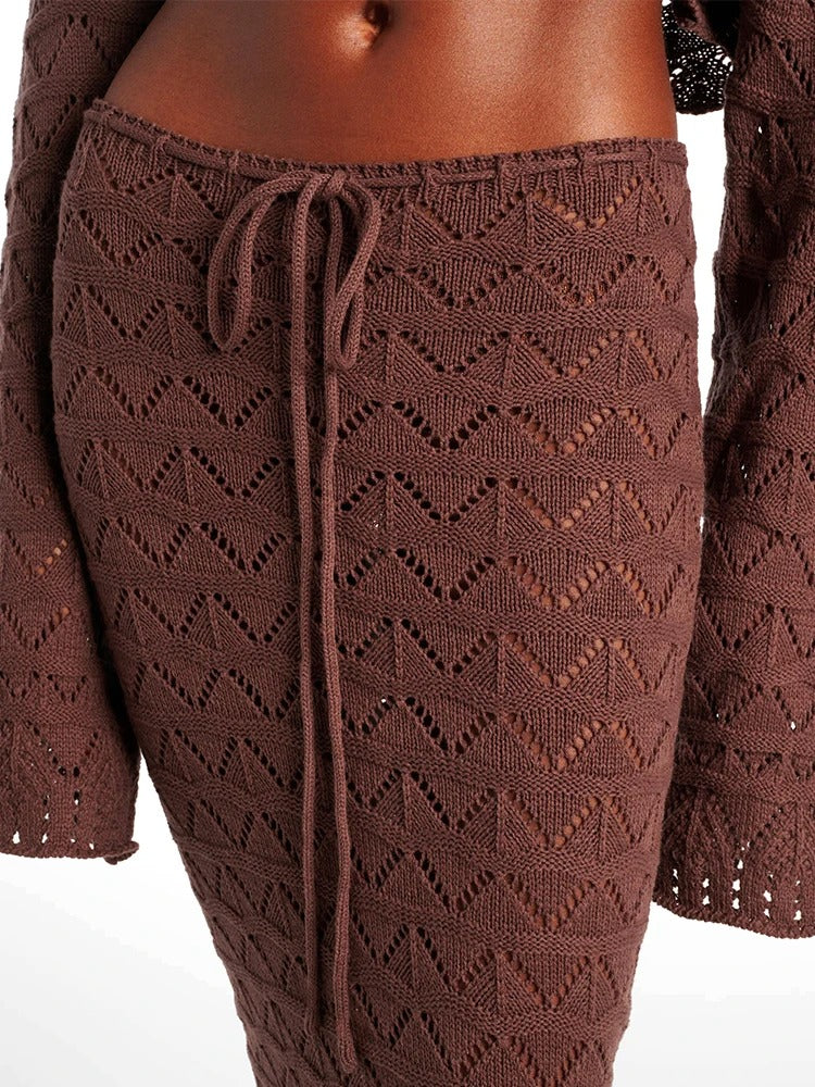Zaya Crochet Knit Off-Shoulder Lounge Set