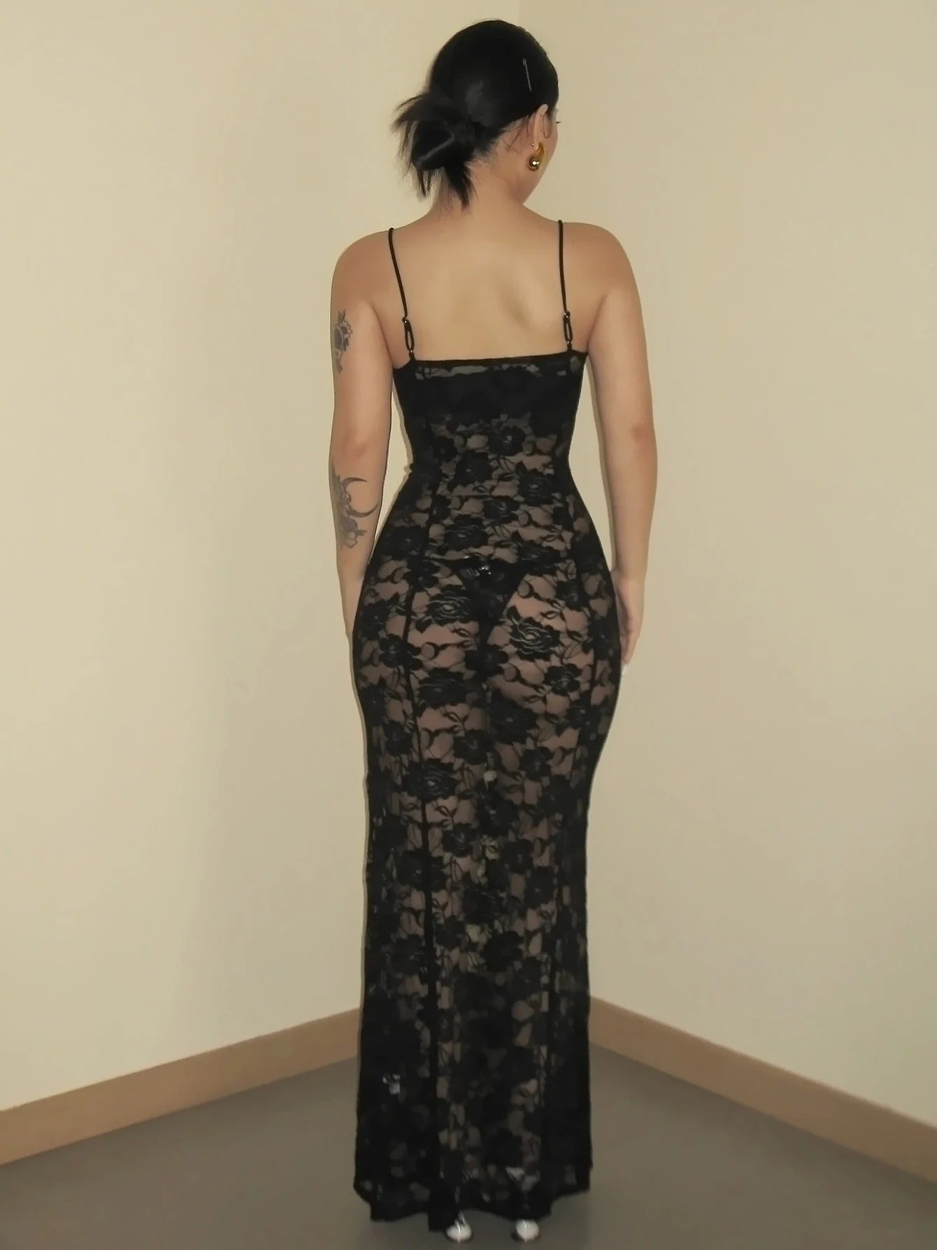 Raya Sheer Lace Maxi with Straps