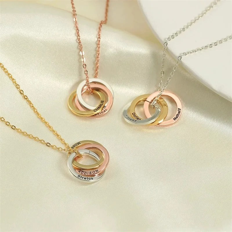 Personalized Aurora Interlocking Rings Necklace