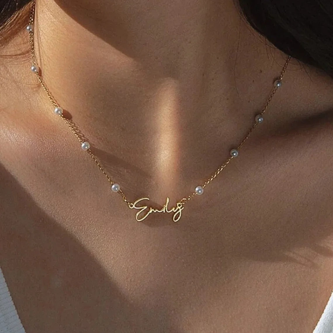 Personalized Fleur Pearl Necklace