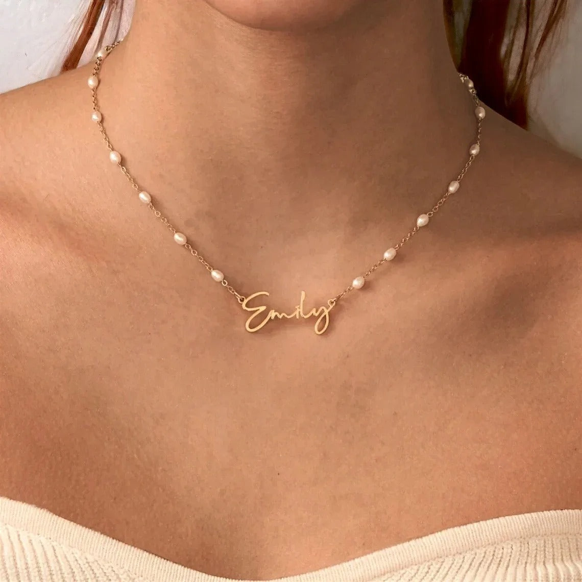 Personalized Fleur Pearl Necklace