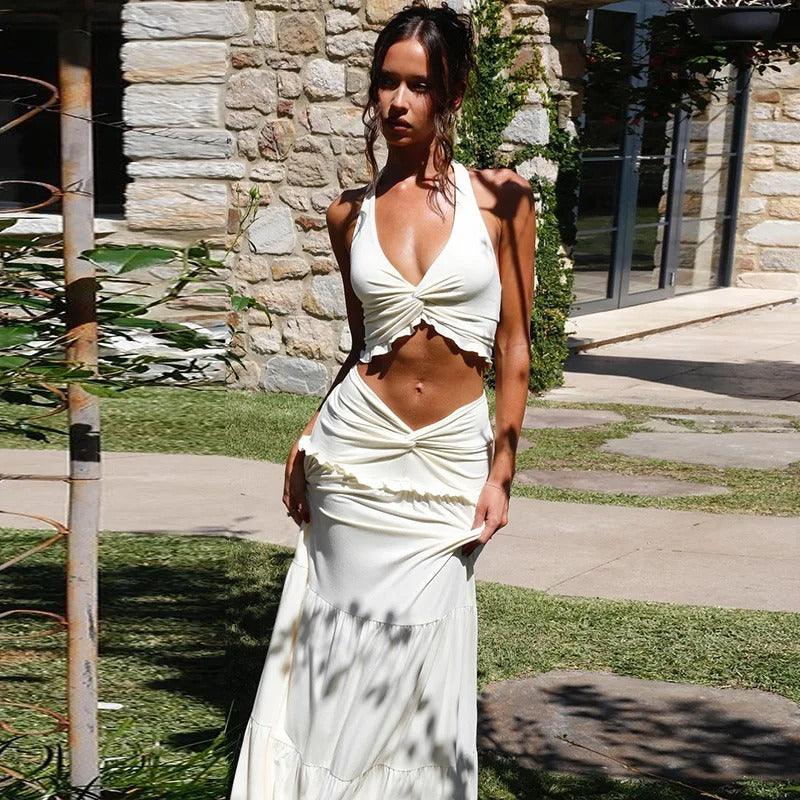 Sienna Twist-Front Halter Maxi Set