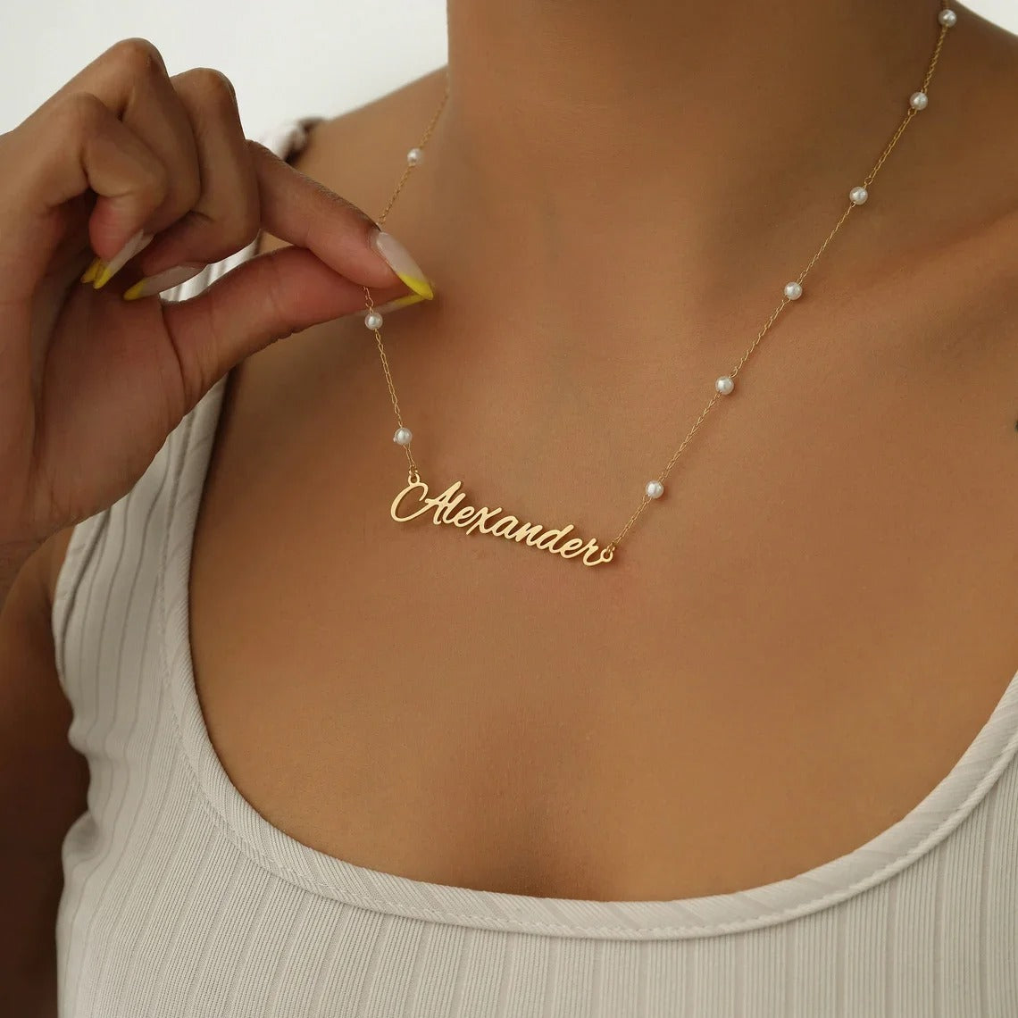 Personalized Fleur Pearl Necklace