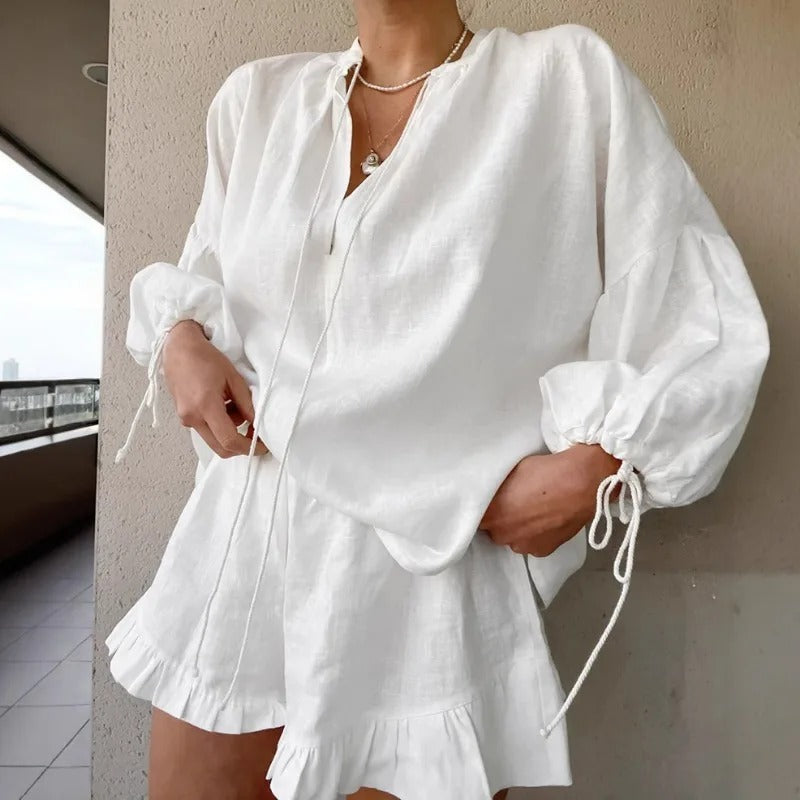 Capella Linen-Look Summer Shorts Set