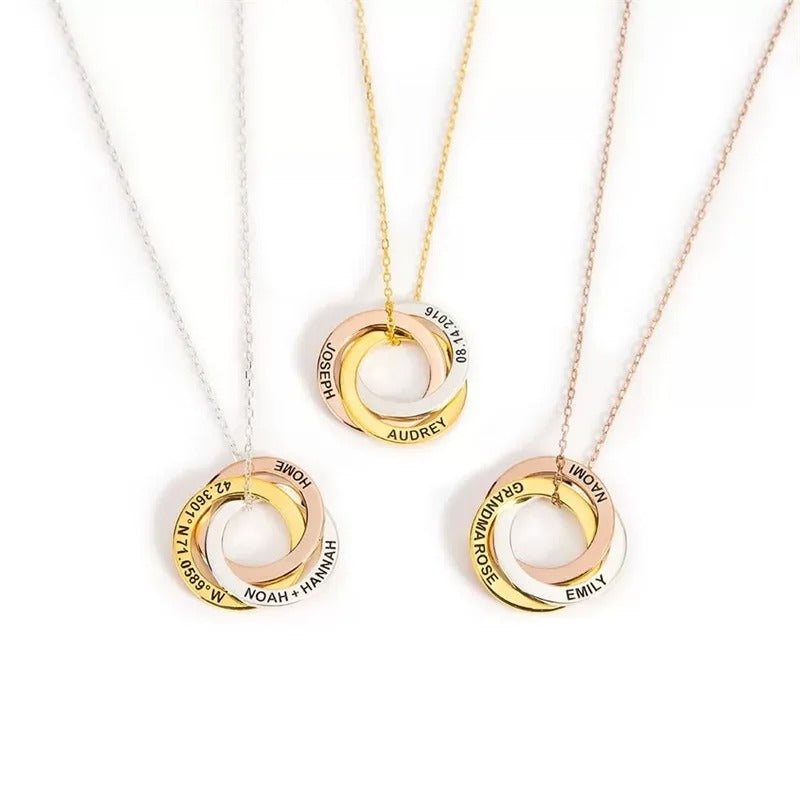 Personalized Aurora Interlocking Rings Necklace
