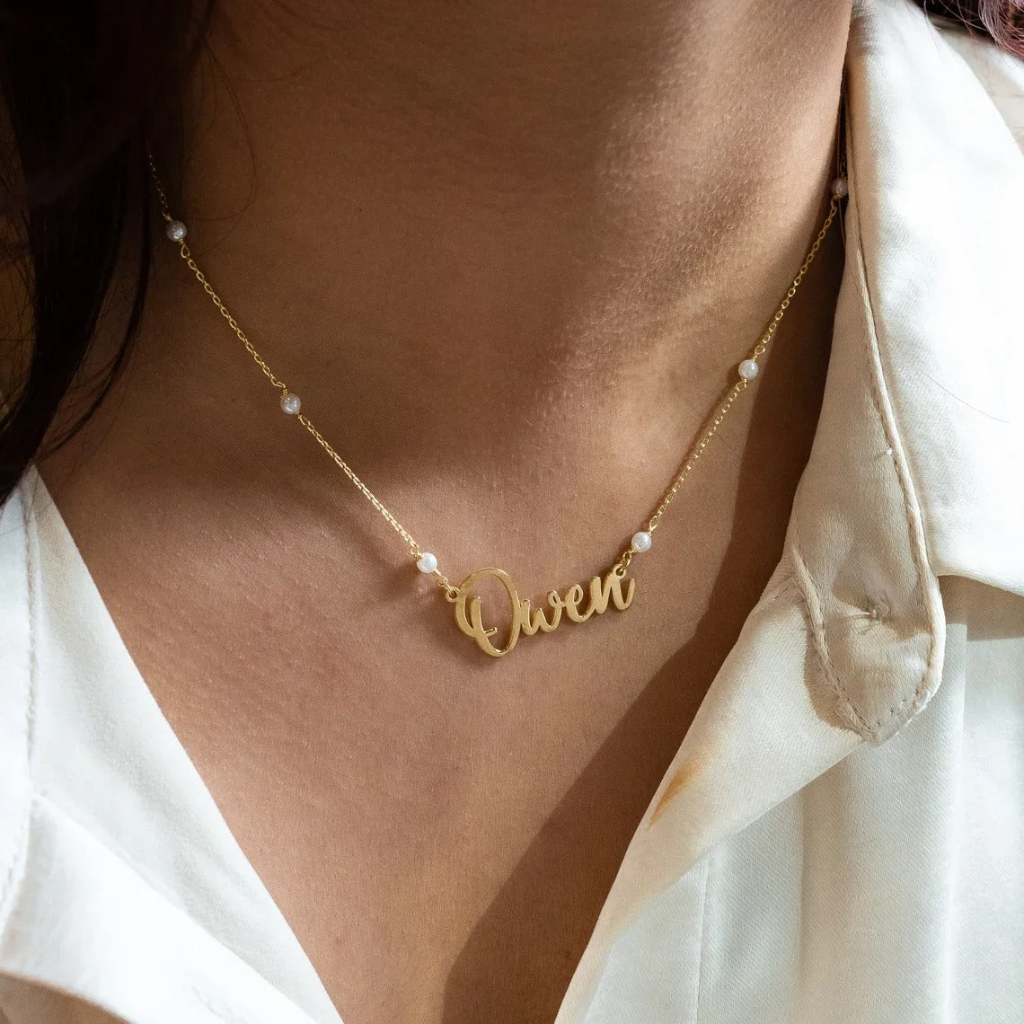 Personalized Fleur Pearl Necklace