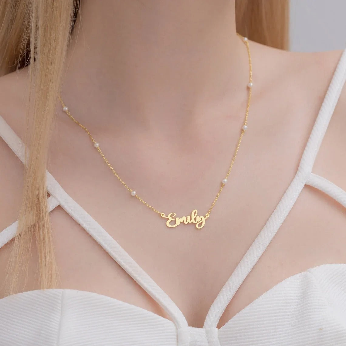 Personalized Fleur Pearl Necklace