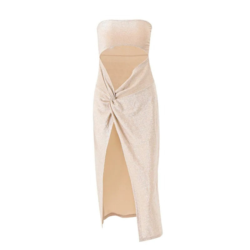 Allegra Sparkle Cut Out Maxi Dress