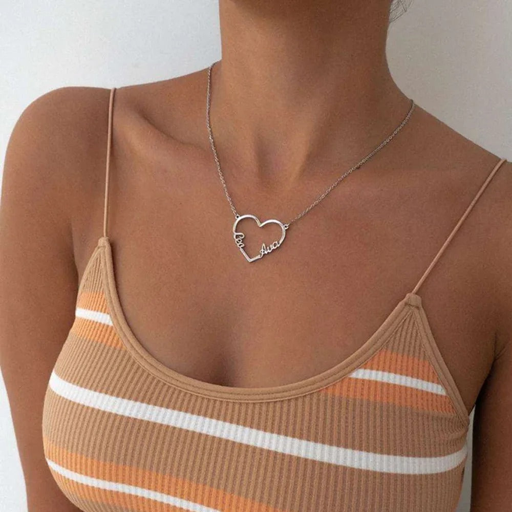 Personalized Coeur Duo Name Necklace
