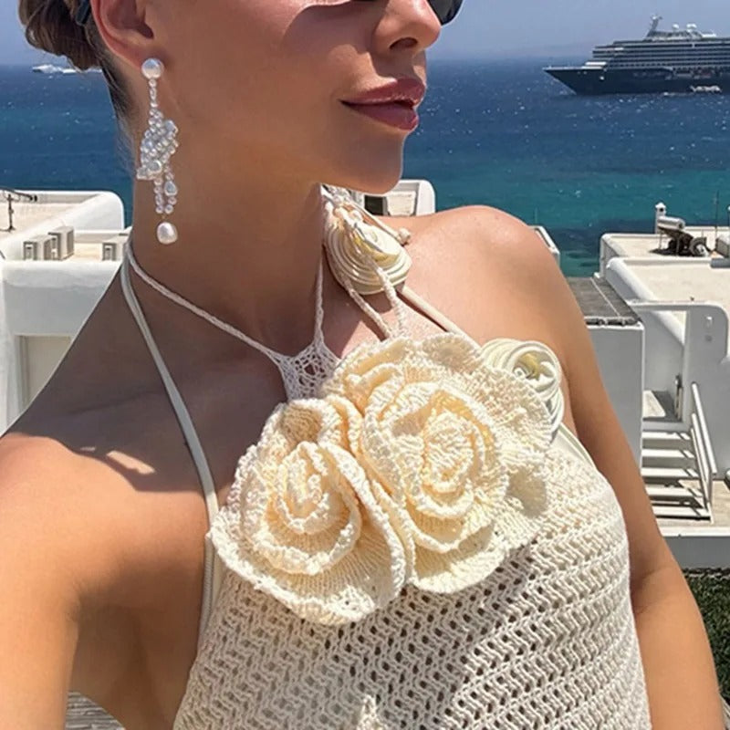 Capri Crochet Floral Halter Dress