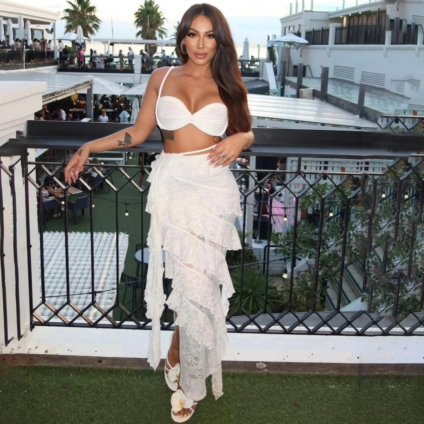 Isia Ruffle Bikini and Sheer Layered Skirt 3 Pieces Set