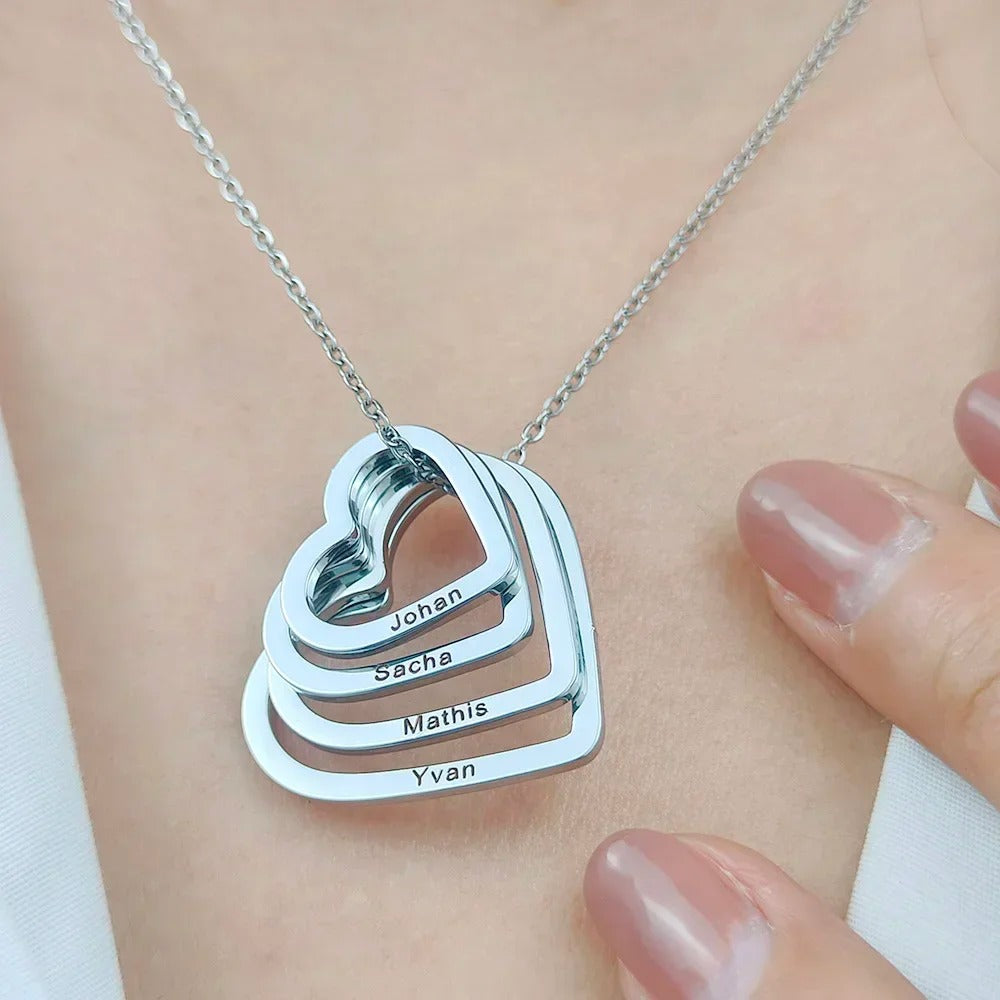 Personalized Amour Layered Heart Necklace
