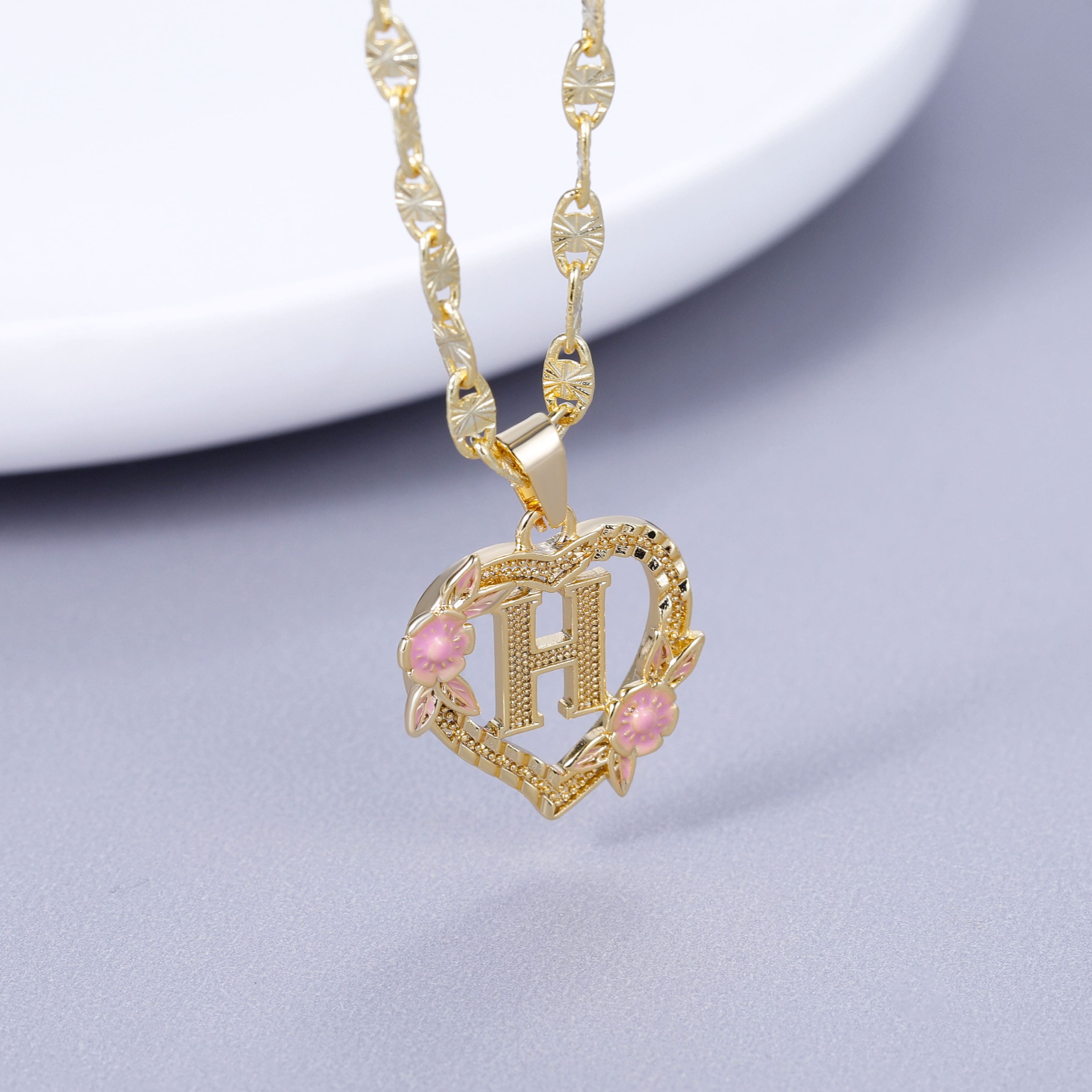 Initial & Flower Necklace
