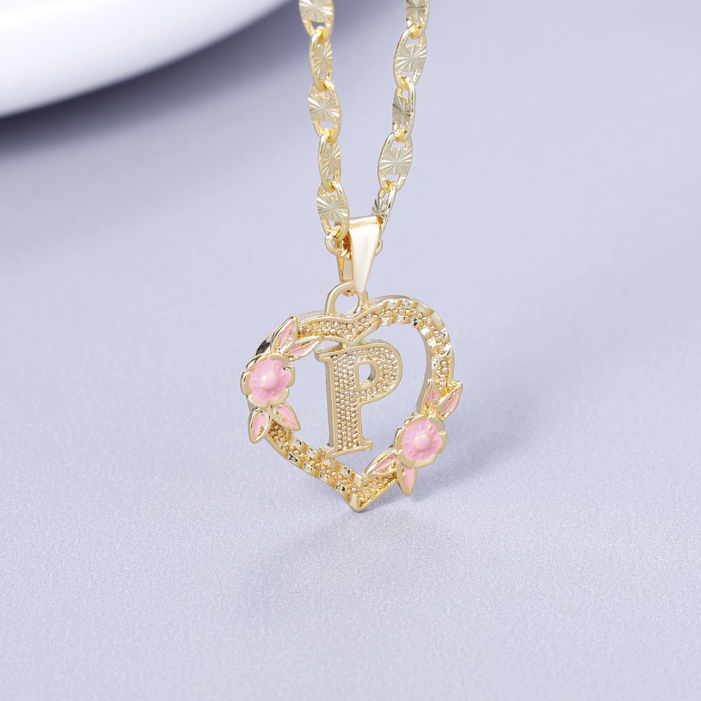 Initial & Flower Necklace