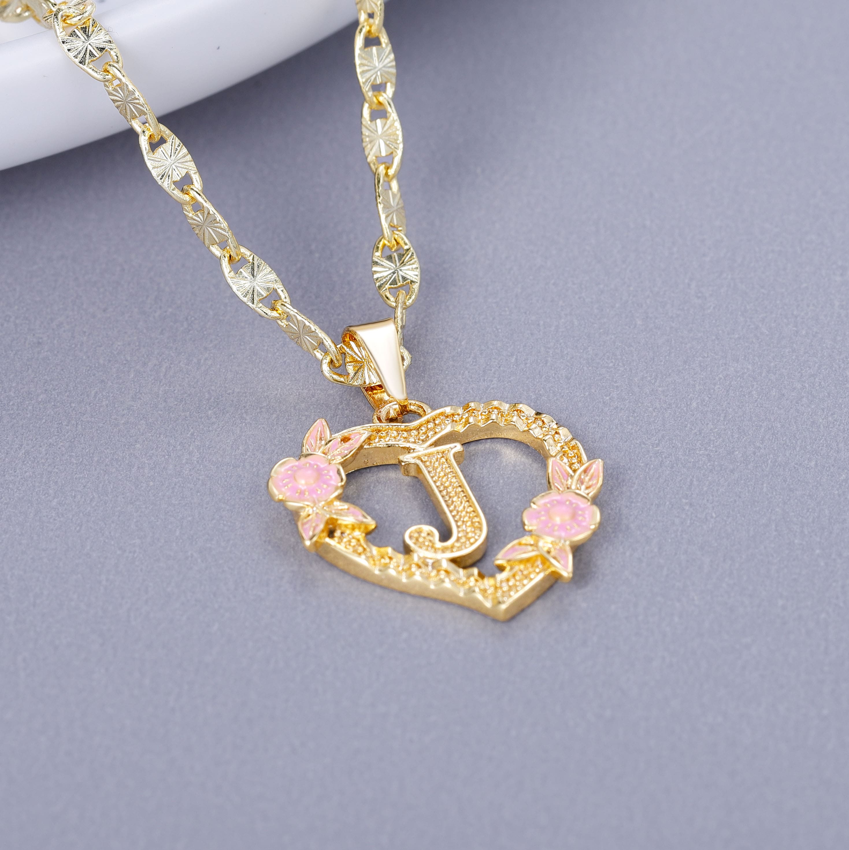Initial & Flower Necklace