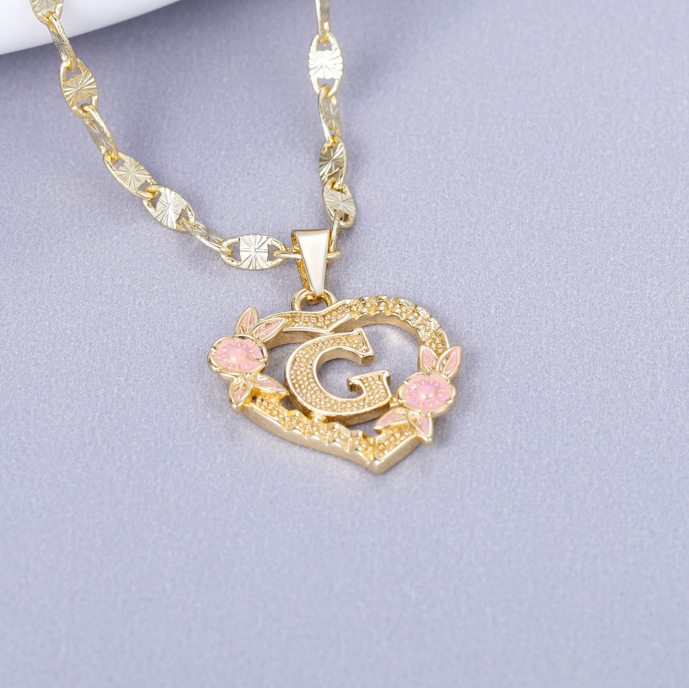 Initial & Flower Necklace