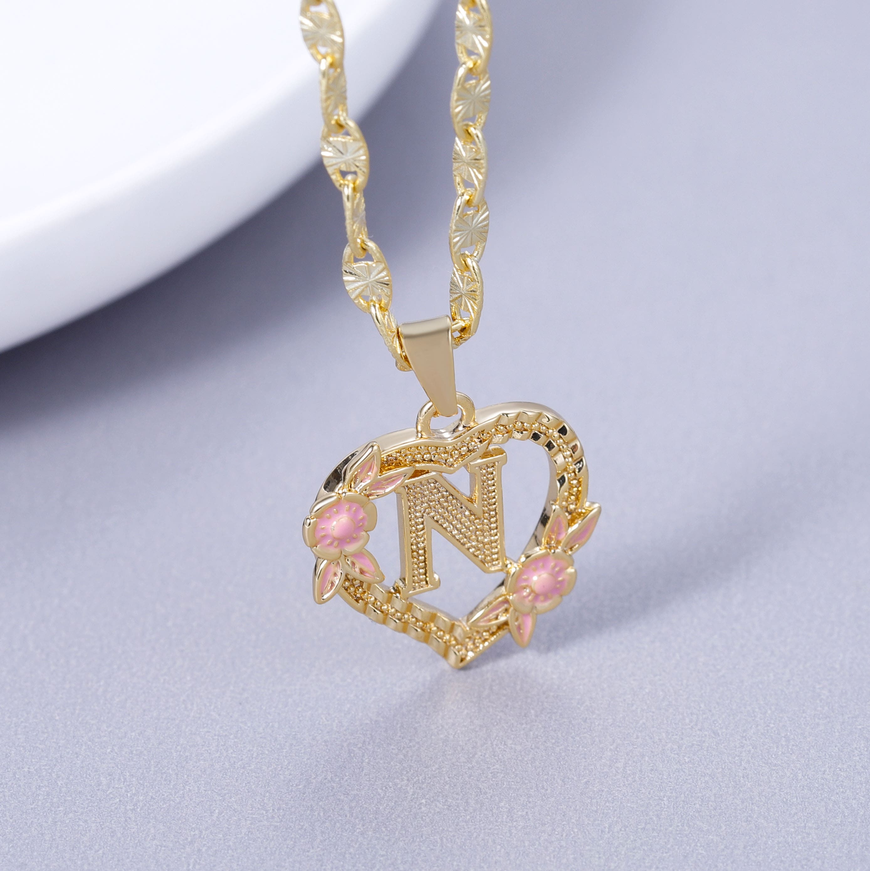 Initial & Flower Necklace