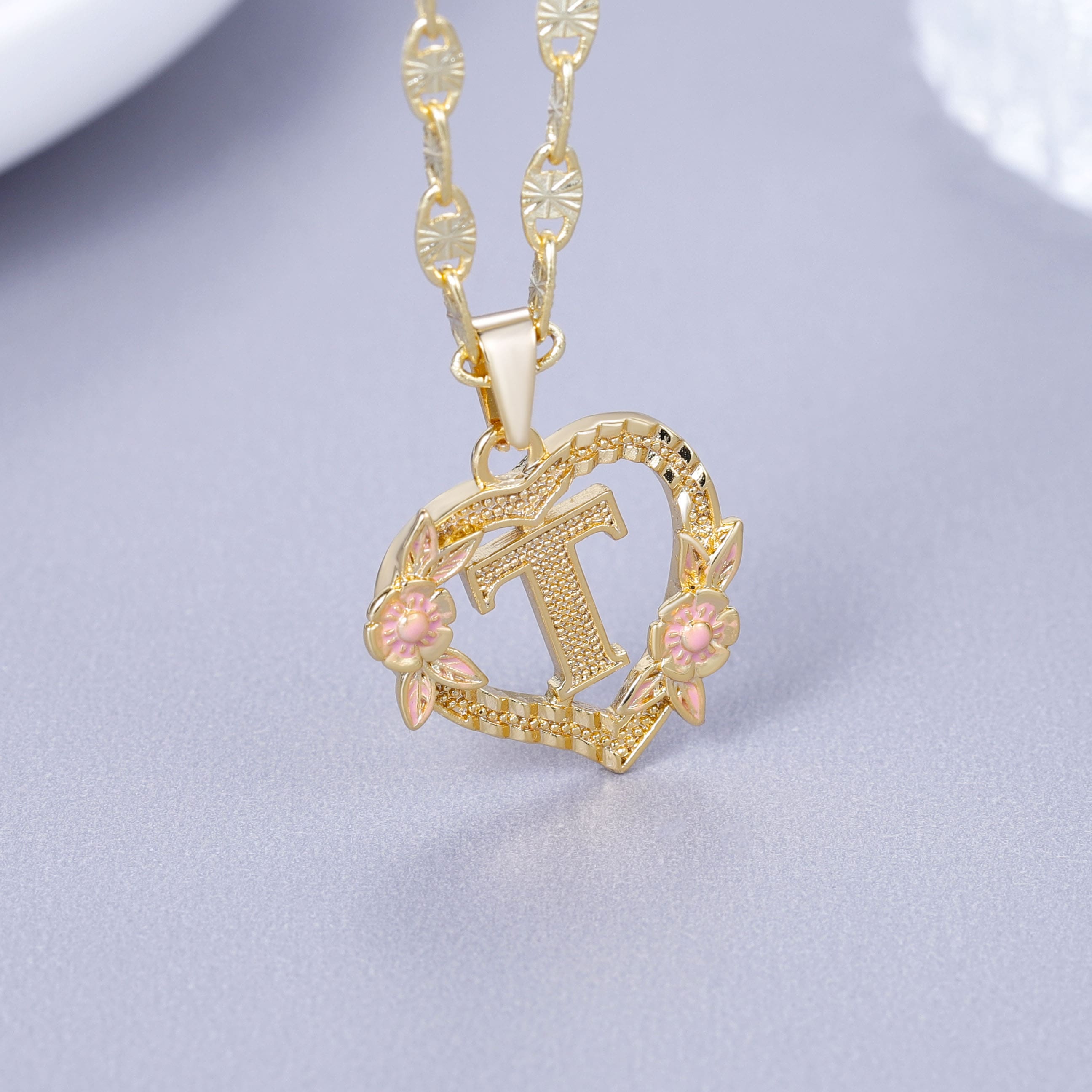 Initial & Flower Necklace