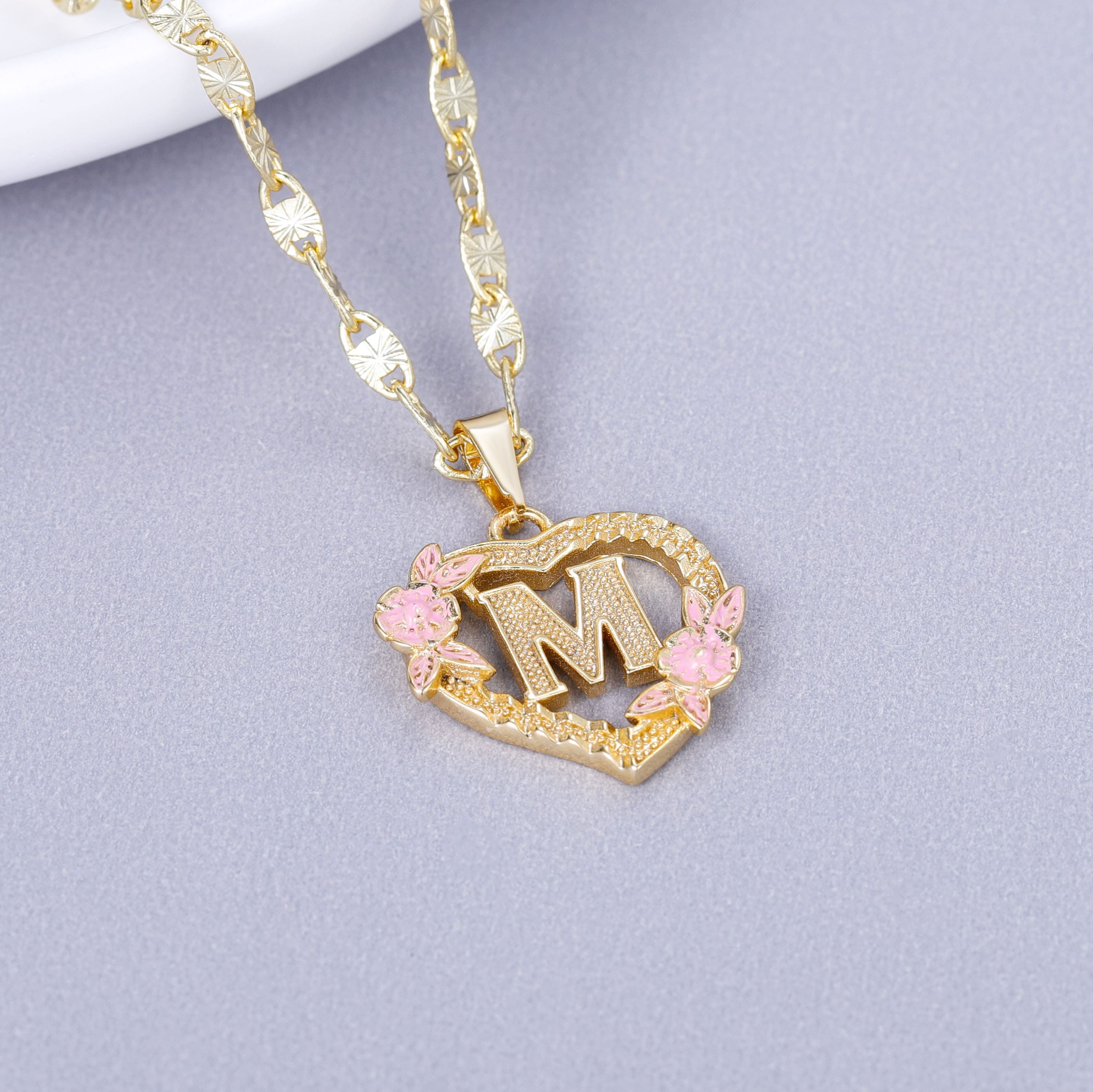 Initial & Flower Necklace