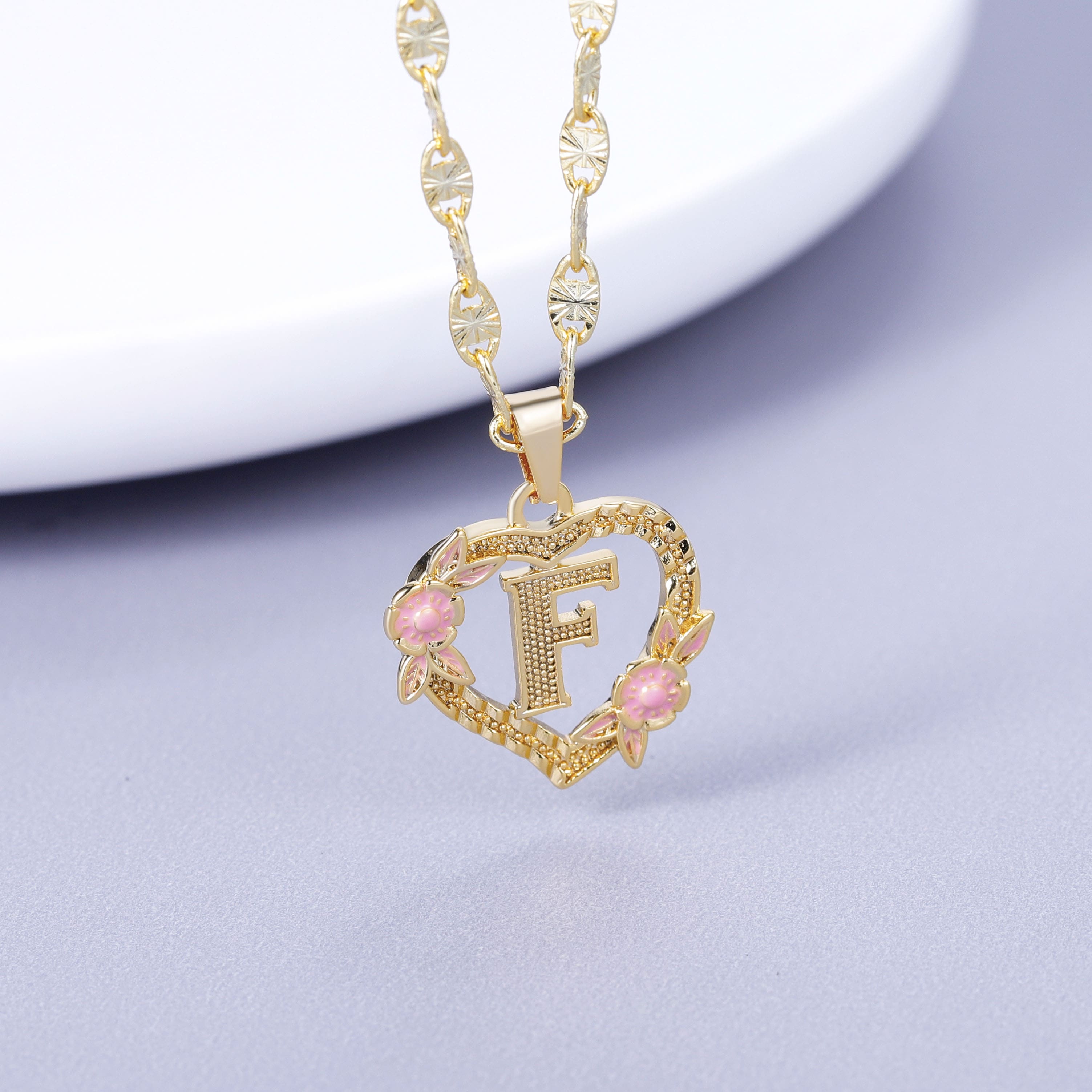 Initial & Flower Necklace