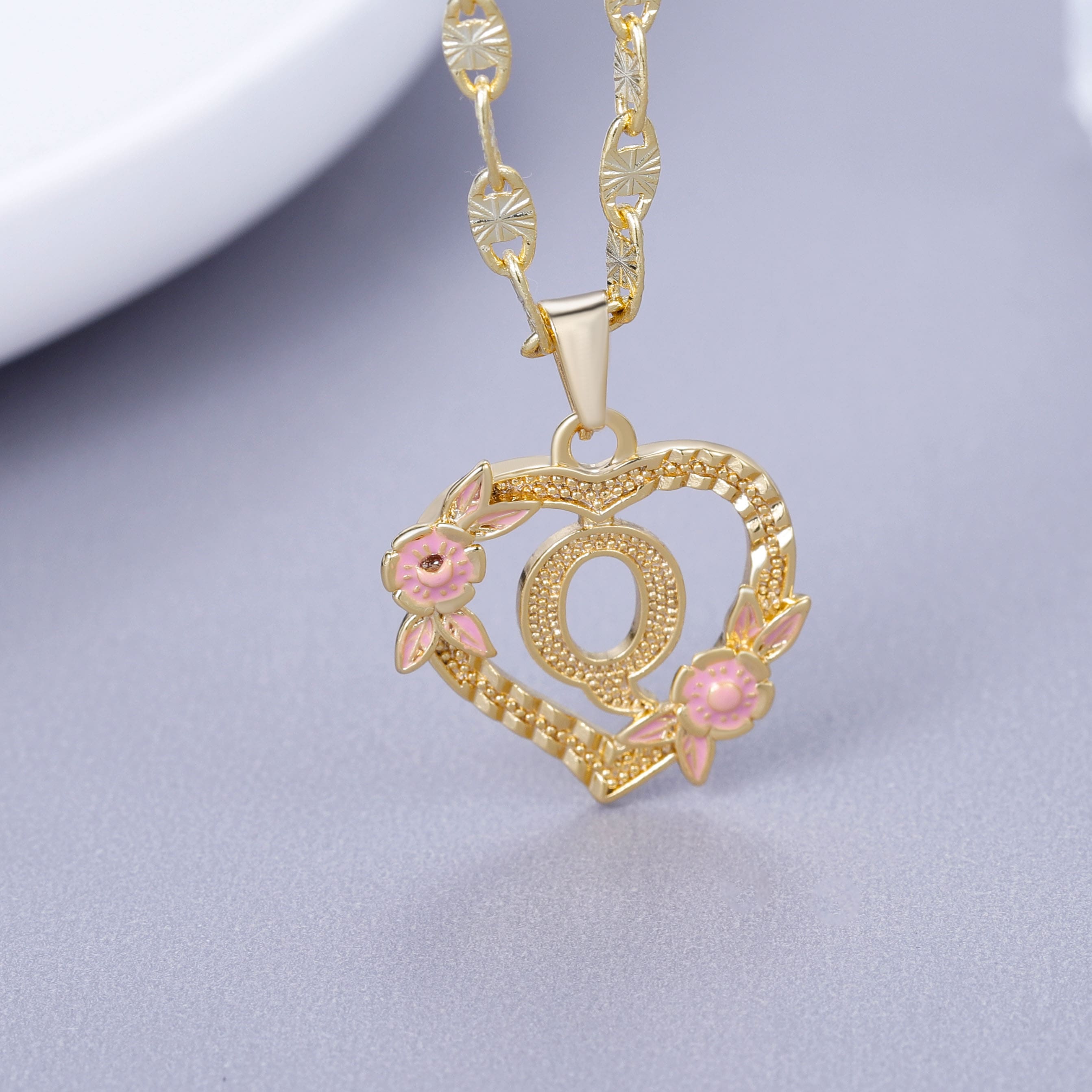 Initial & Flower Necklace
