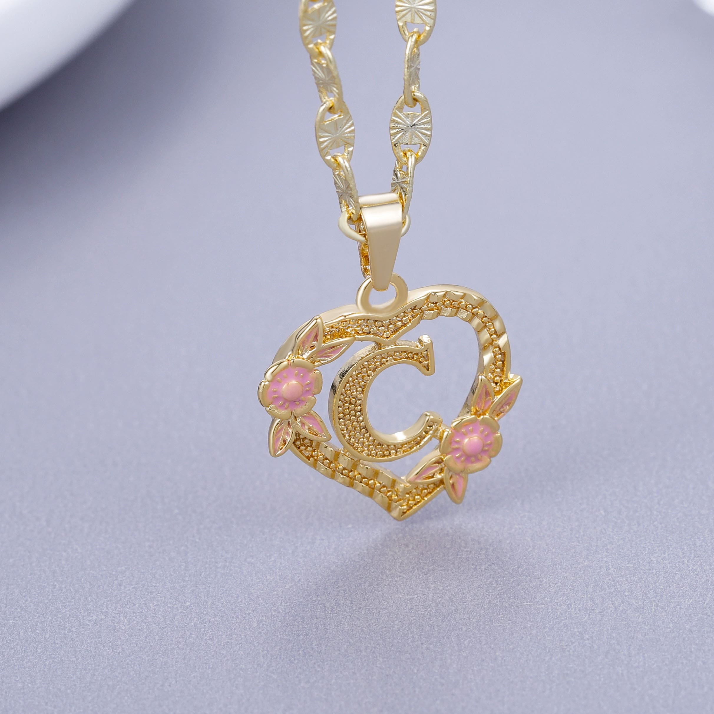 Initial & Flower Necklace