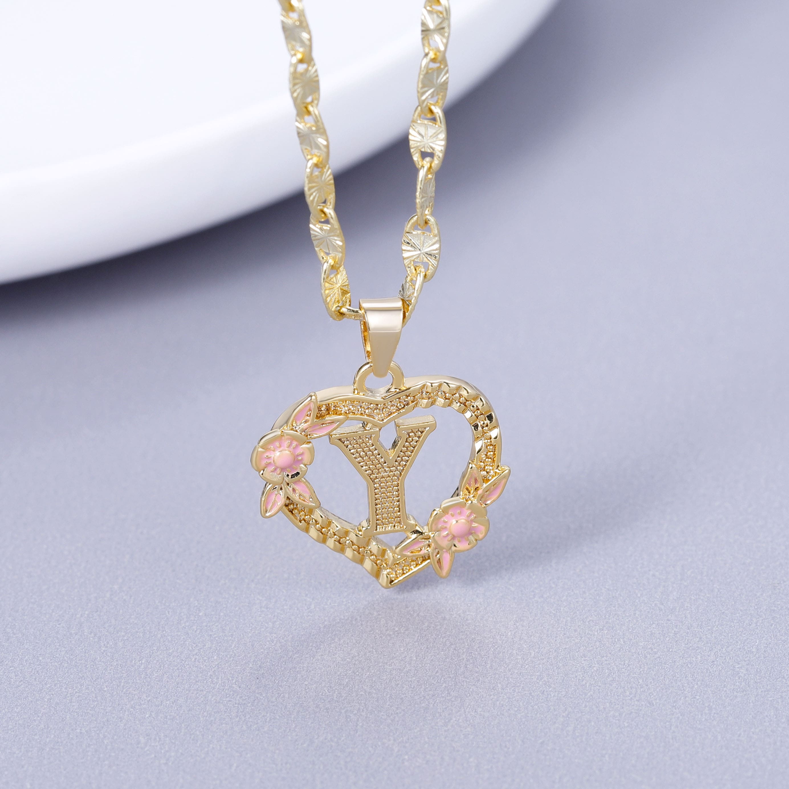 Initial & Flower Necklace