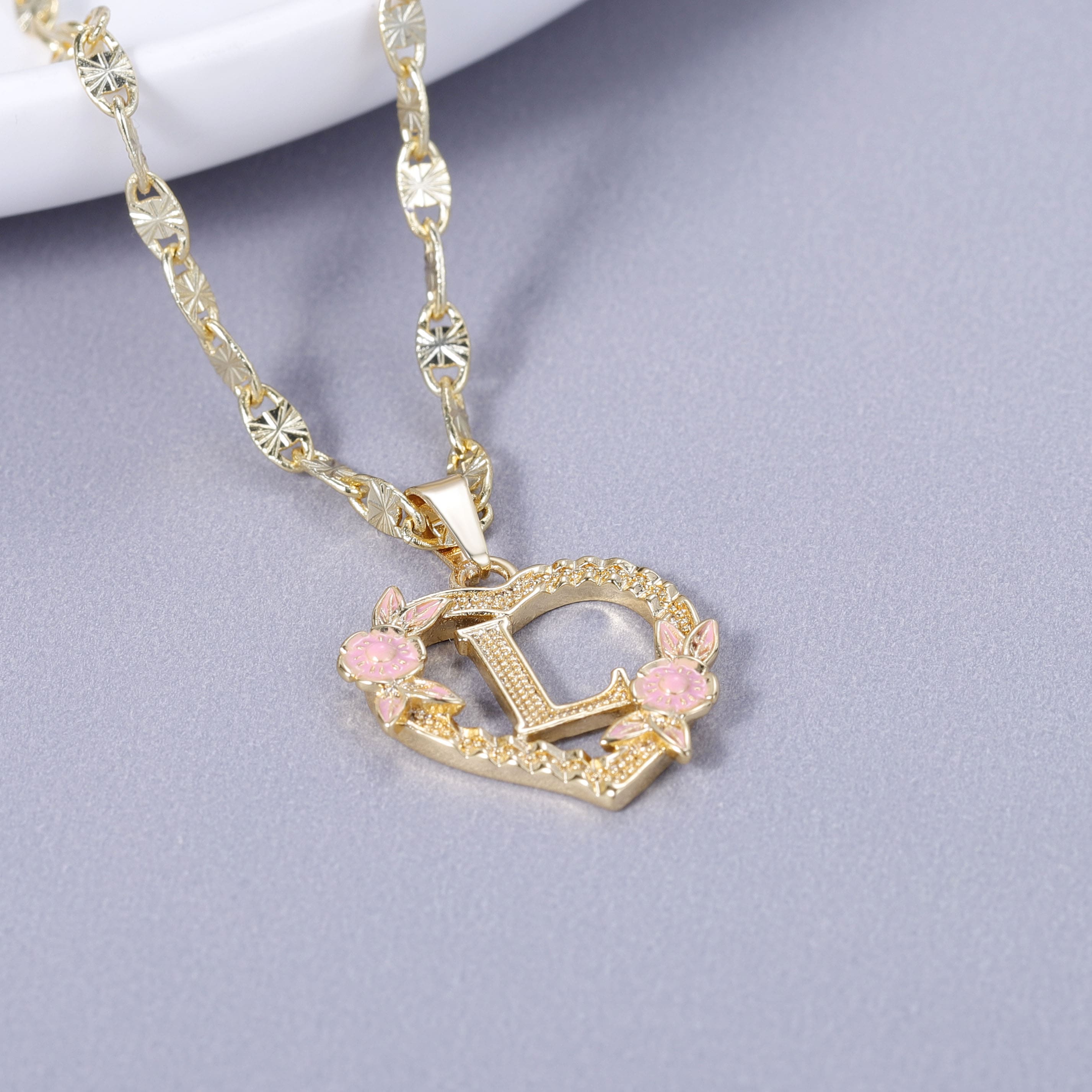 Initial & Flower Necklace