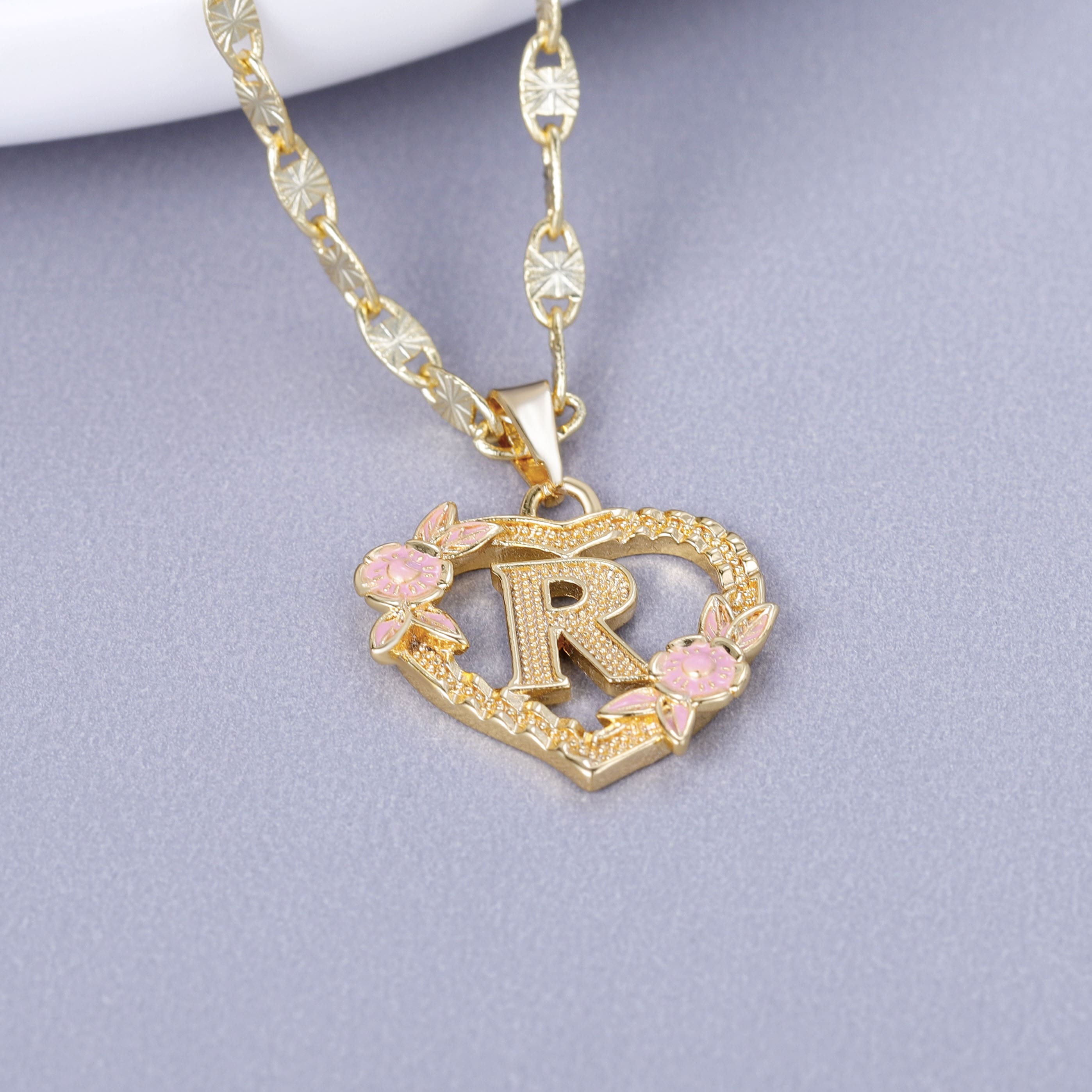 Initial & Flower Necklace