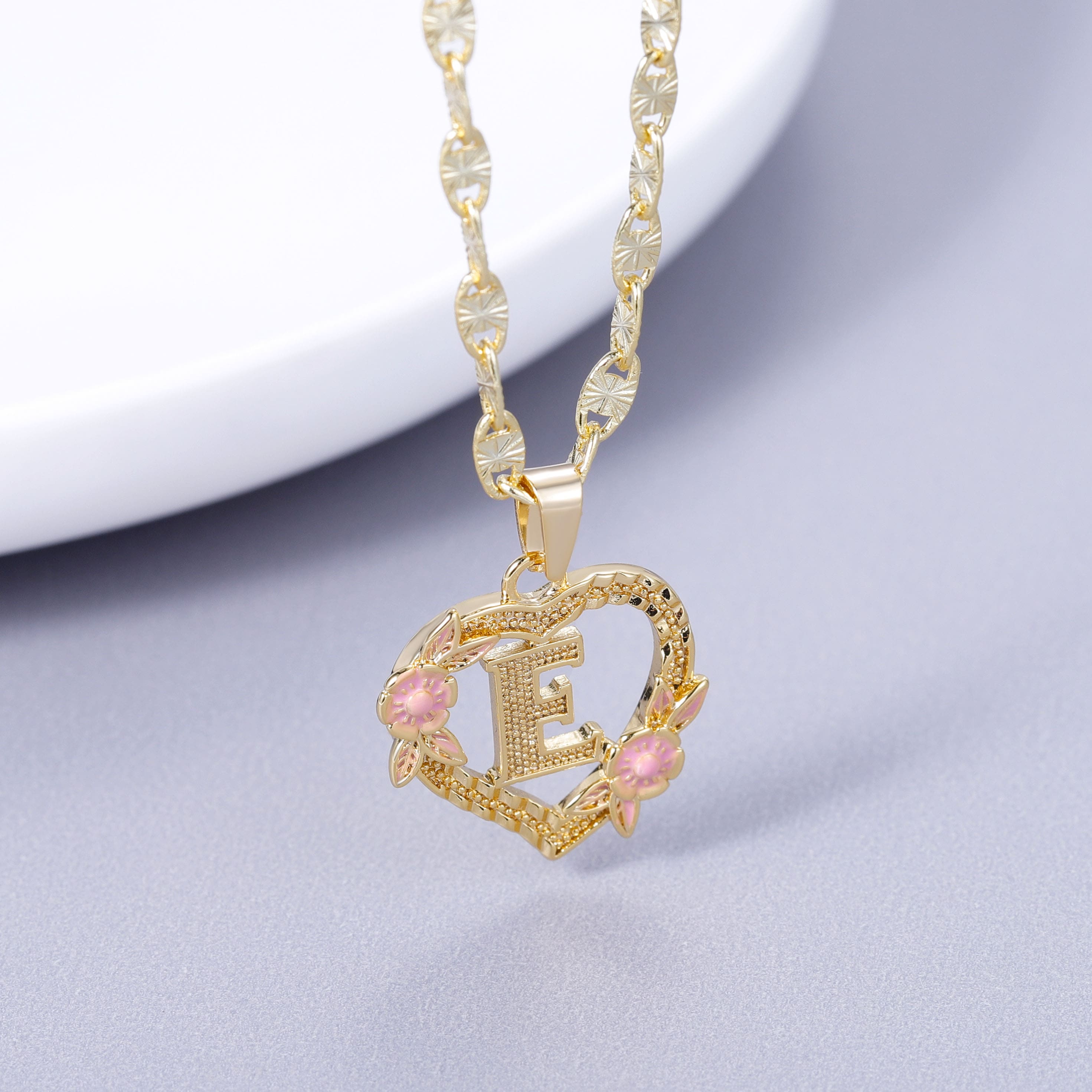 Initial & Flower Necklace