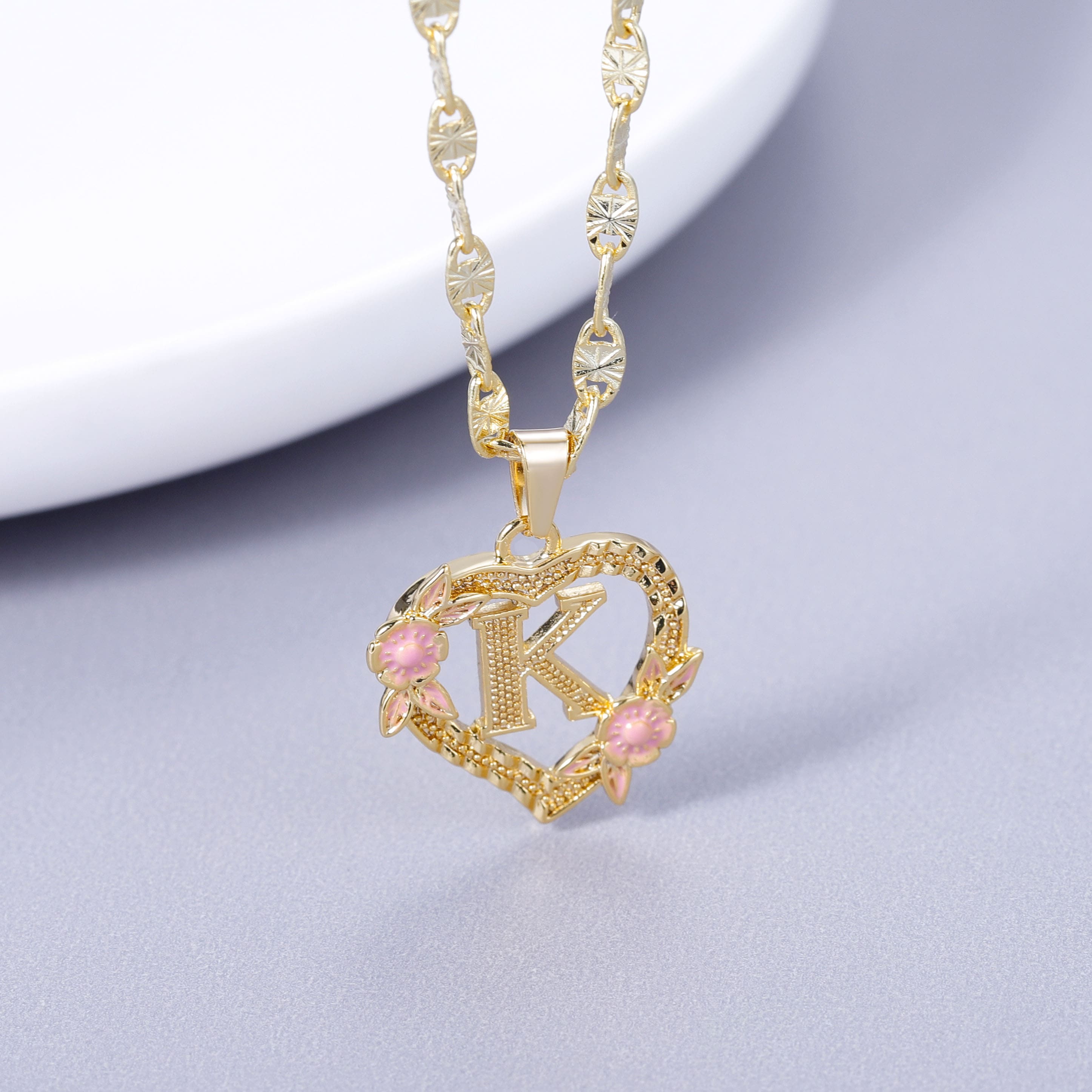 Initial & Flower Necklace