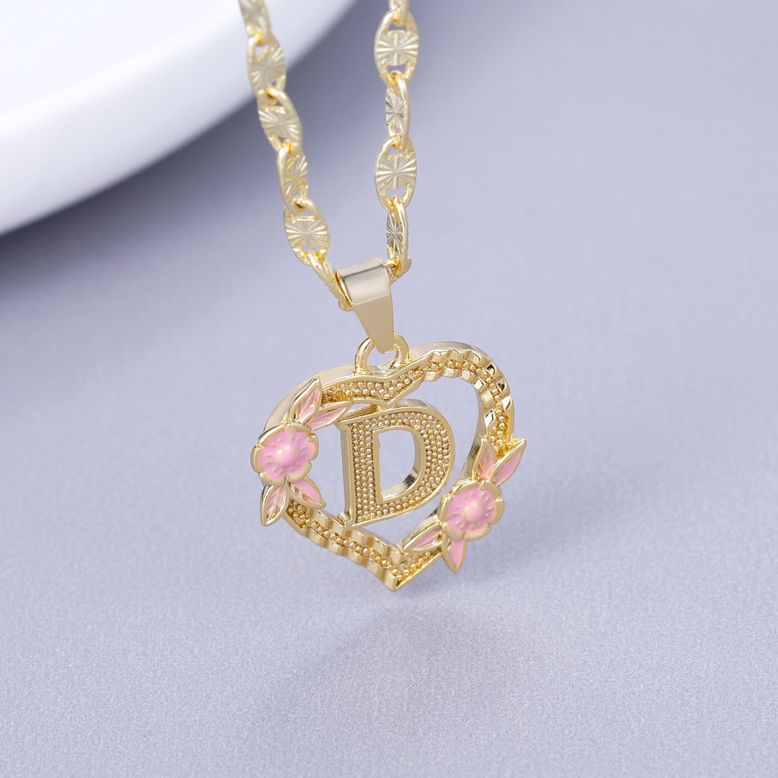 Initial & Flower Necklace