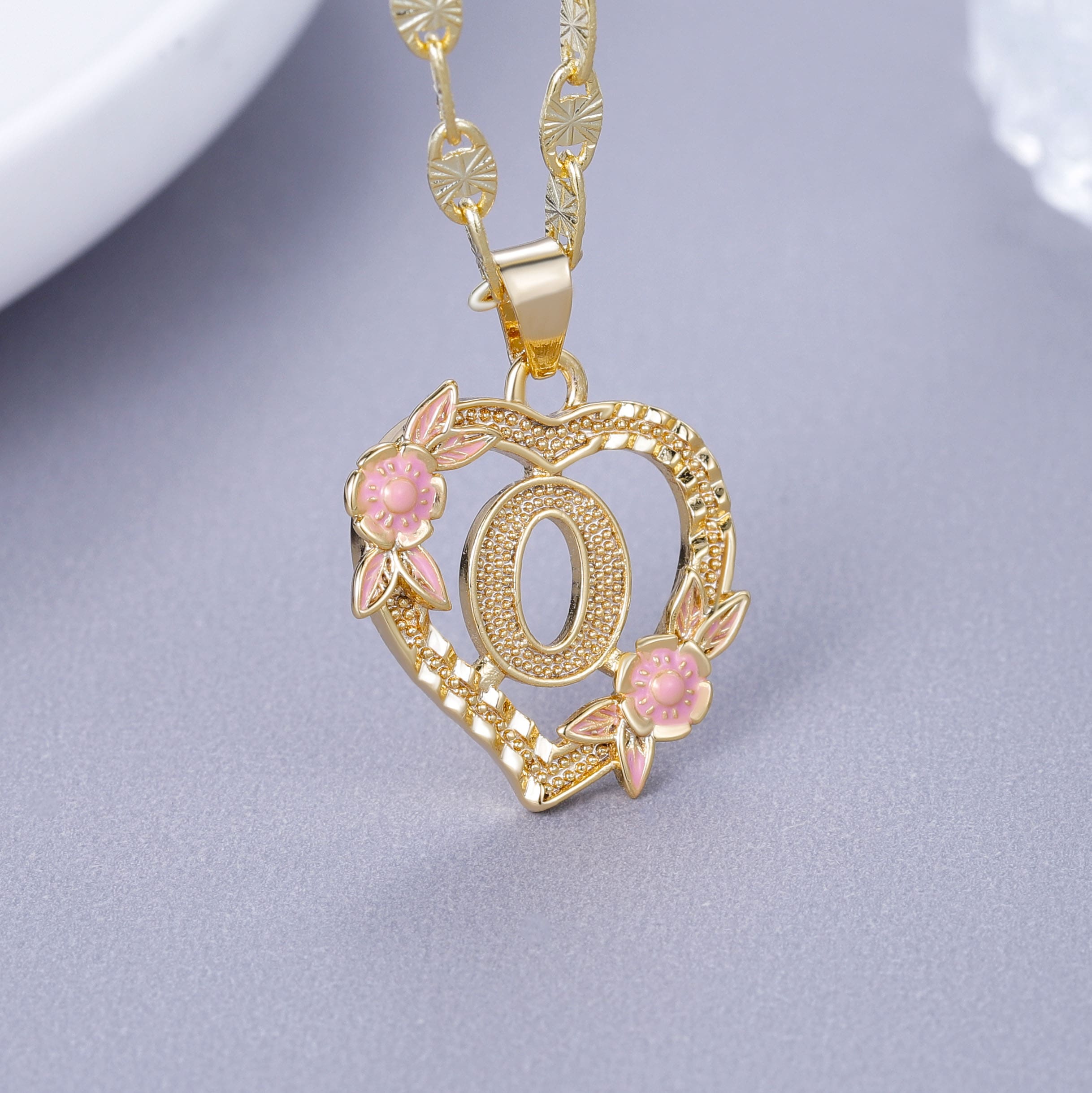 Initial & Flower Necklace