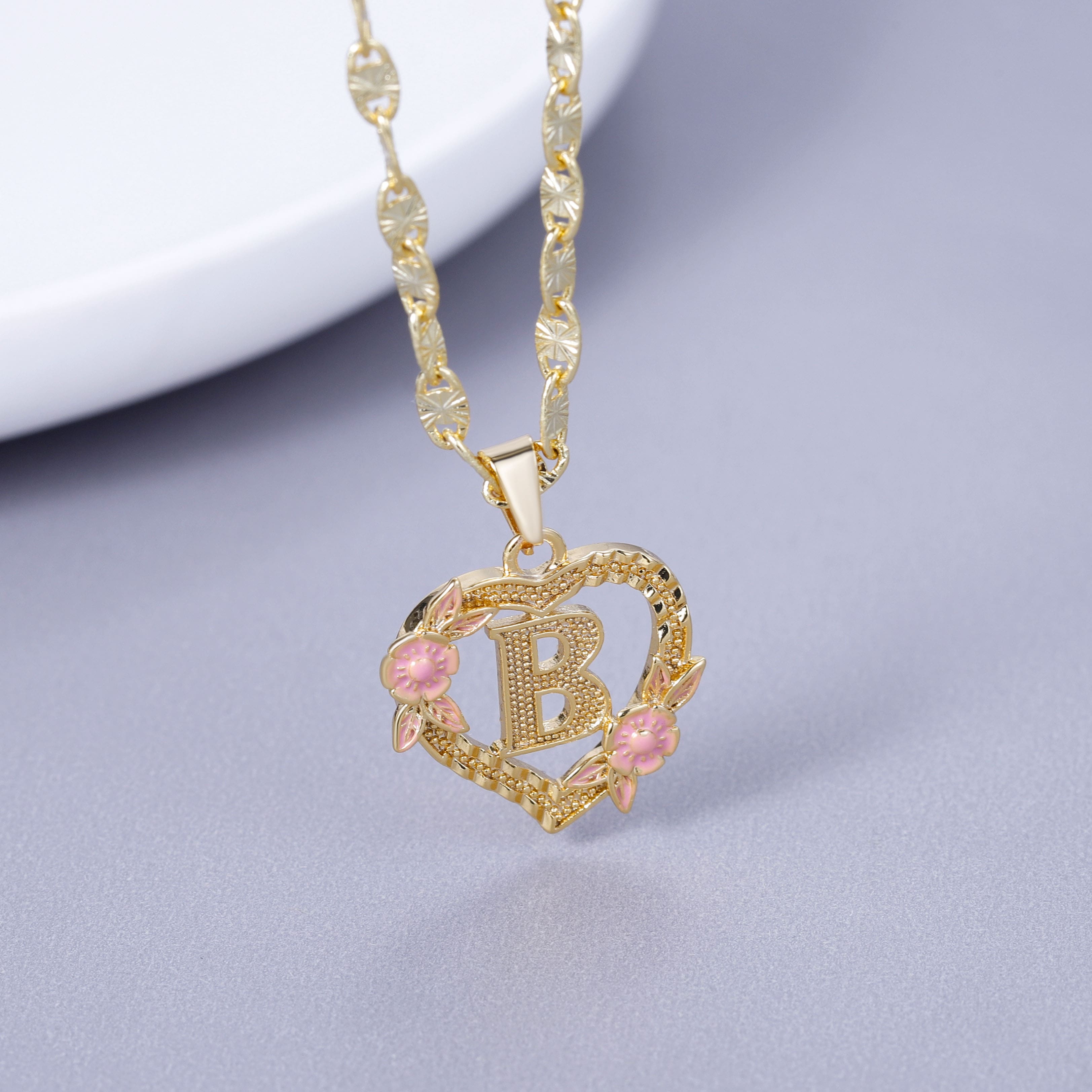 Initial & Flower Necklace