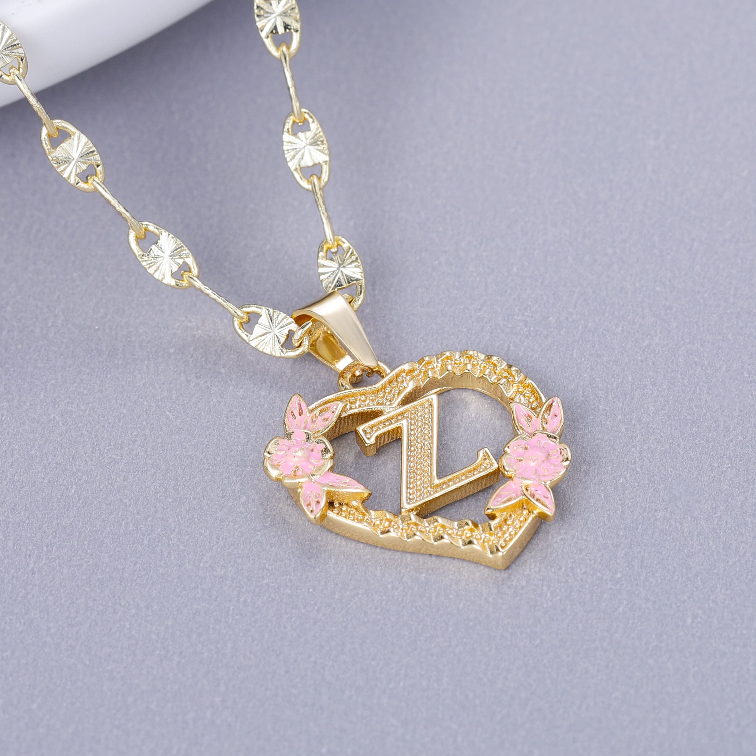 Initial & Flower Necklace