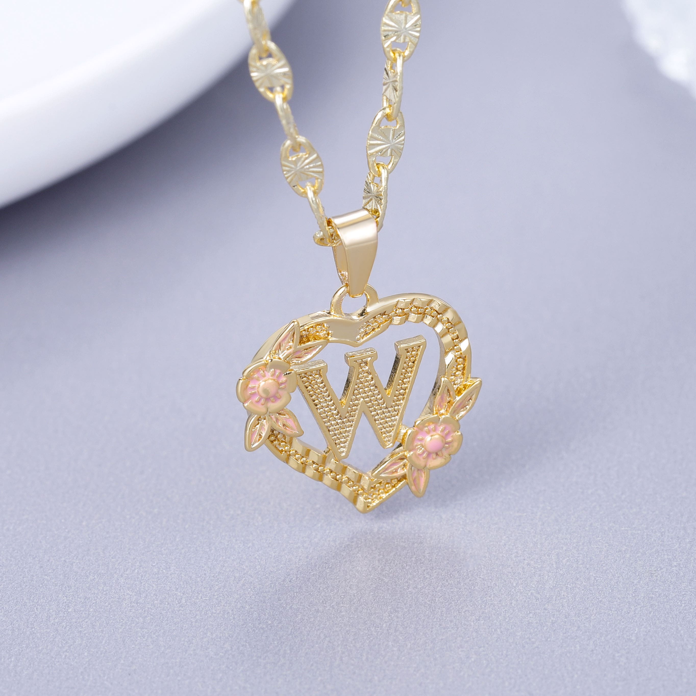 Initial & Flower Necklace