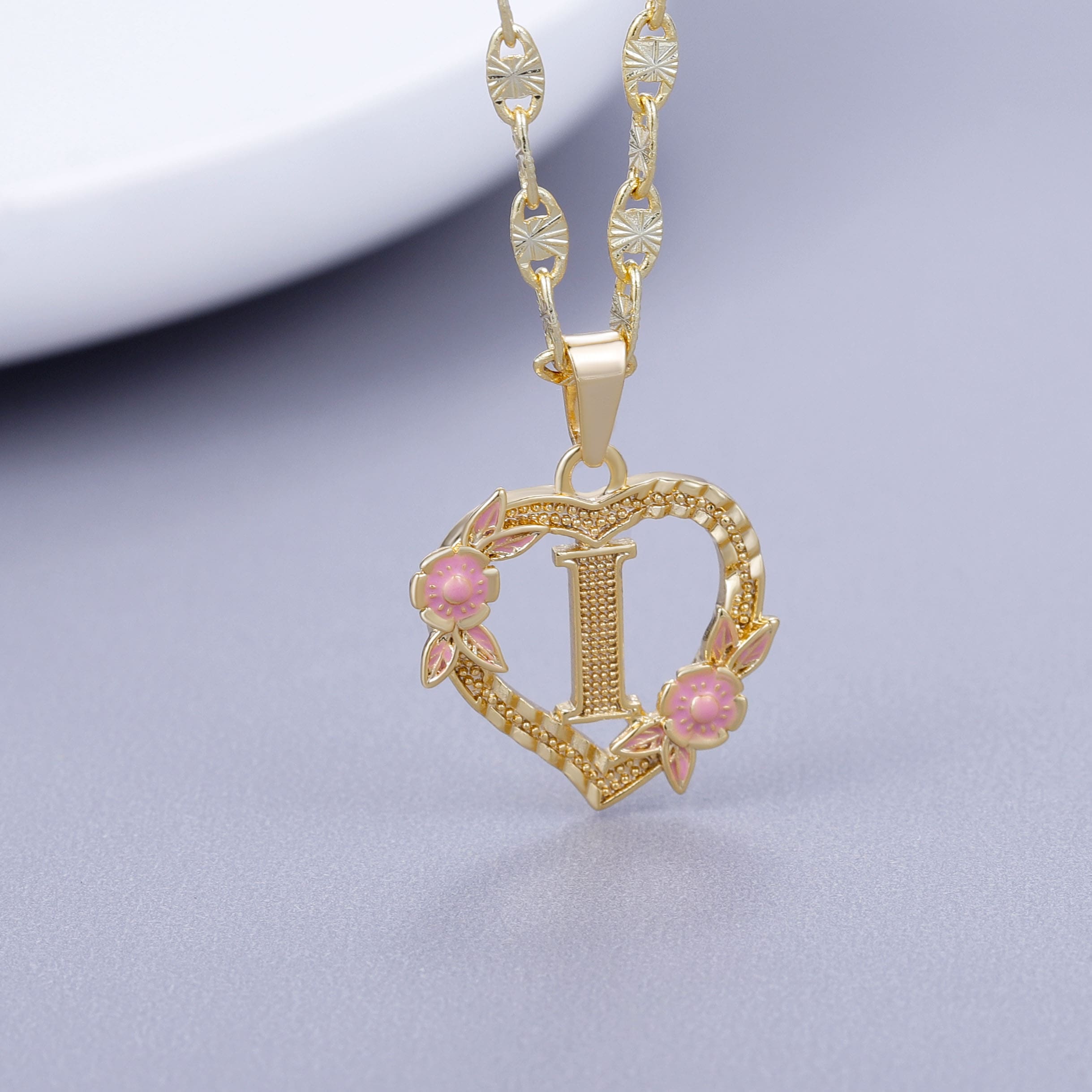 Initial & Flower Necklace