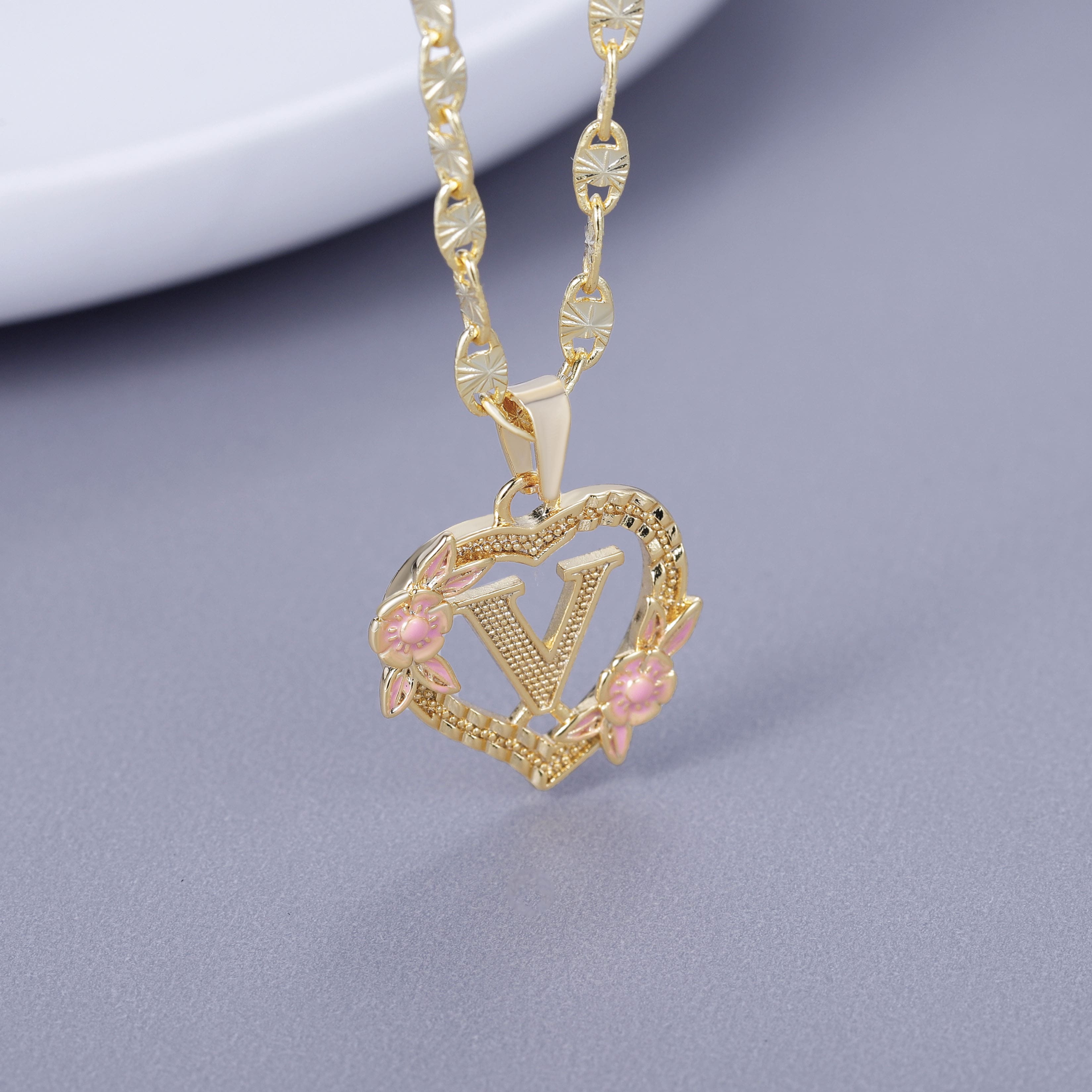 Initial & Flower Necklace